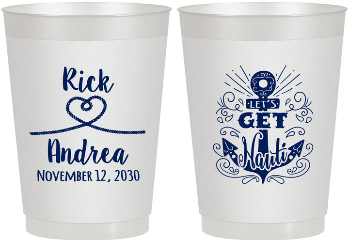 Personalized Wedding 10 oz Frosted Cups - Lets Get Nauti | 292