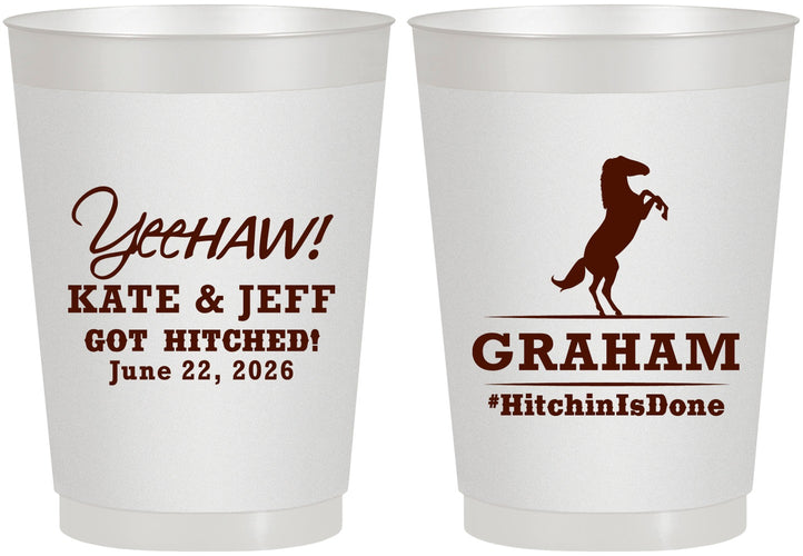 Personalized Wedding 10 oz Frosted Cups - Got Hitched | 296
