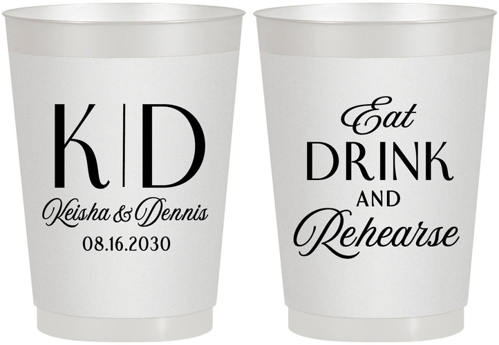 Personalized Rehearsal Dinner 10 oz Frosted Cups - Eat Drink Rehearse | 30000