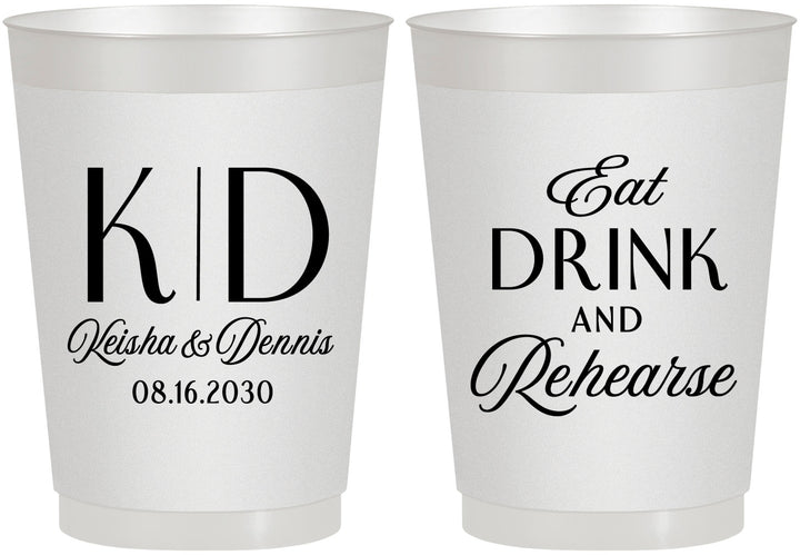 Personalized Rehearsal Dinner 10 oz Frosted Cups - Eat Drink Rehearse | 30000