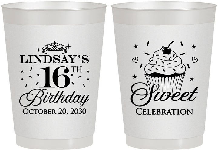 Personalized 16th Birthday 10 oz Frosted Cups - Cupcake | 300000