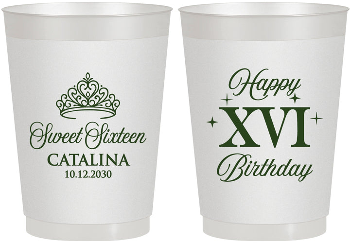 Personalized 16th Birthday 10 oz Frosted Cups - Tiara | 300002