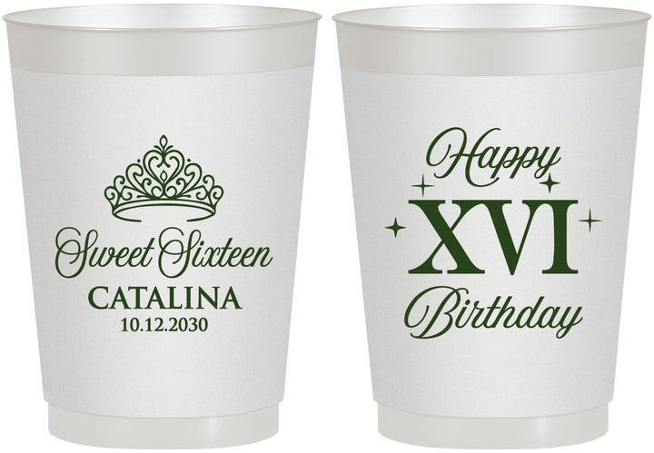 Personalized 16th Birthday 10 oz Frosted Cups - Tiara | 300002