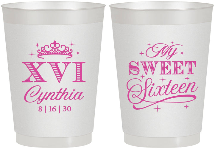 Personalized 16th Birthday 10 oz Frosted Cups - Tiara | 300003