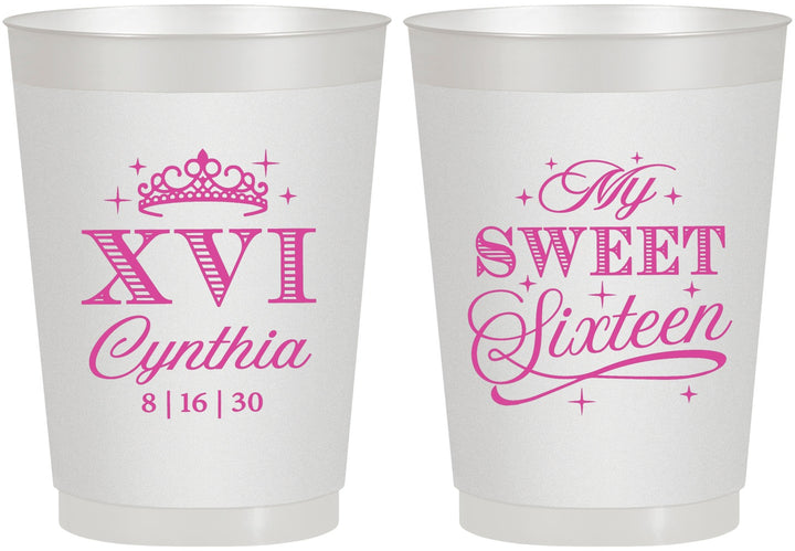 Personalized 16th Birthday 10 oz Frosted Cups - Tiara | 300003