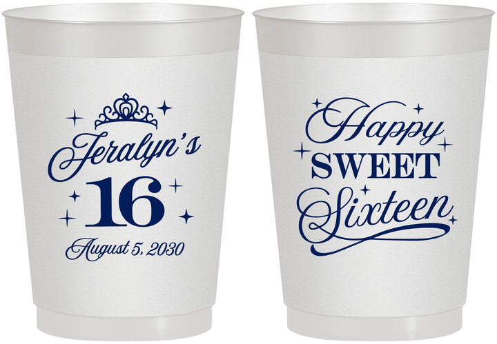 Personalized 16th Birthday 10 oz Frosted Cups - Tiara | 300004