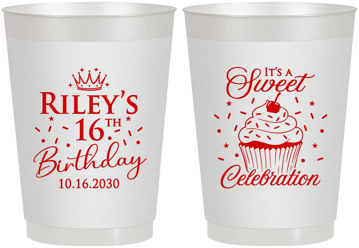 Personalized 16th Birthday 10 oz Frosted Cups - Cupcake | 300006