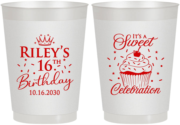 Personalized 16th Birthday 10 oz Frosted Cups - Cupcake | 300006