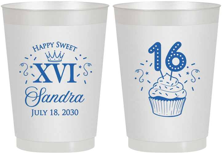 Personalized 16th Birthday 10 oz Frosted Cups - Cupcake | 300007