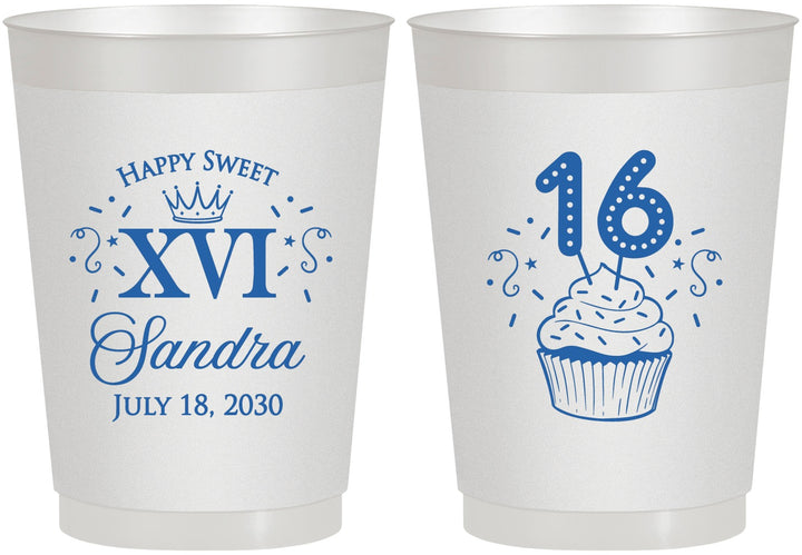 Personalized 16th Birthday 10 oz Frosted Cups - Cupcake | 300007