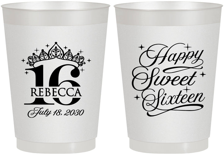 Personalized 16th Birthday 10 oz Frosted Cups - Tiara | 300008