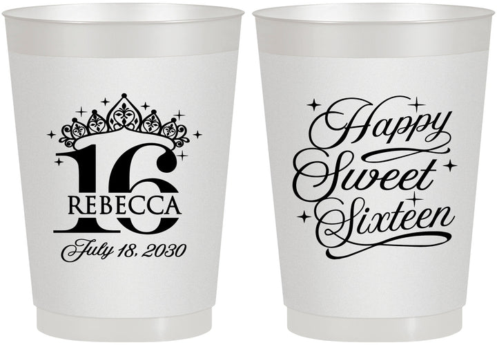 Personalized 16th Birthday 10 oz Frosted Cups - Tiara | 300008