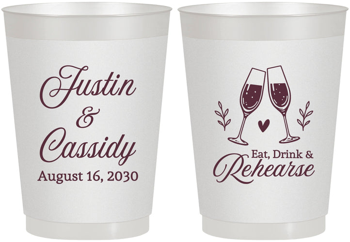 Personalized Rehearsal Dinner 10 oz Frosted Cups - Eat Drink Rehearse | 30001