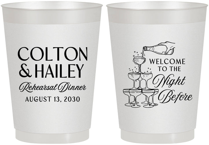 Personalized Rehearsal Dinner 10 oz Frosted Cups - The Night Before | 30007
