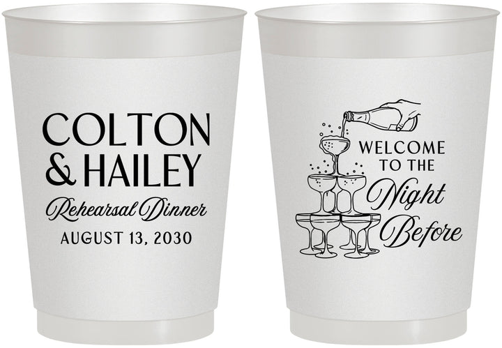 Personalized Rehearsal Dinner 10 oz Frosted Cups - The Night Before | 30007