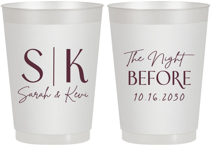 Personalized Rehearsal Dinner 10 oz Frosted Cups - The Night Before | 30009