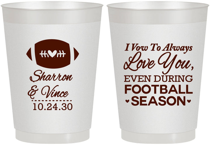 Personalized Wedding 10 oz Frosted Cups - Football | 302