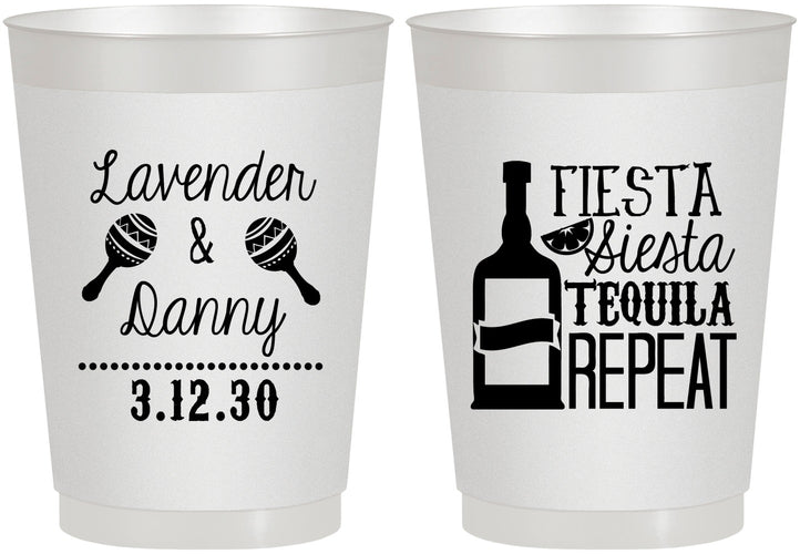 Personalized Wedding 10 oz Frosted Cups - Fiesta Siesta Tequila Repeat | 306