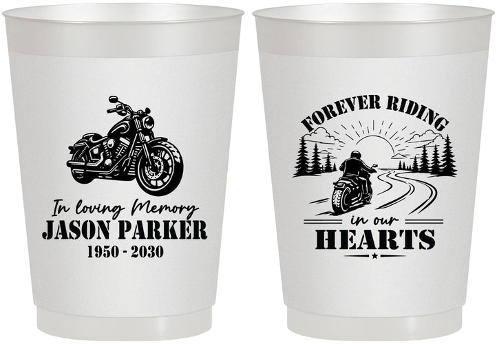 Personalized Memorial 10 oz Frosted Cups - Riding In Our Hearts | 310014