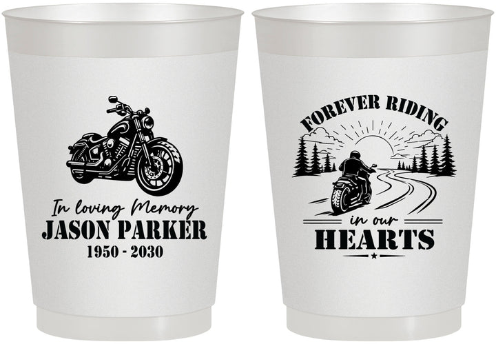 Personalized Memorial 10 oz Frosted Cups - Riding In Our Hearts | 310014