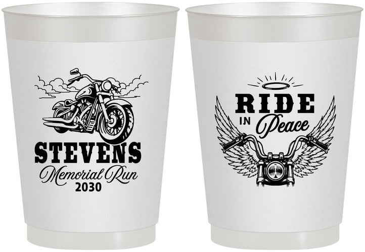 Personalized Memorial 10 oz Frosted Cups - Ride In Peace | 310015