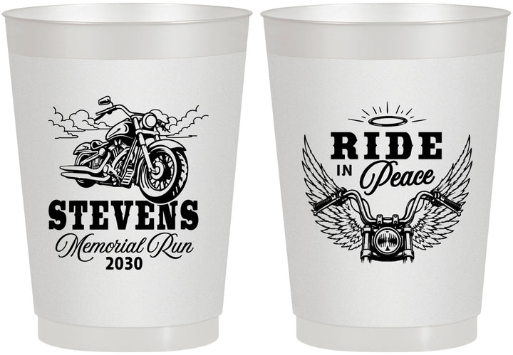 Personalized Memorial 10 oz Frosted Cups - Ride In Peace | 310015