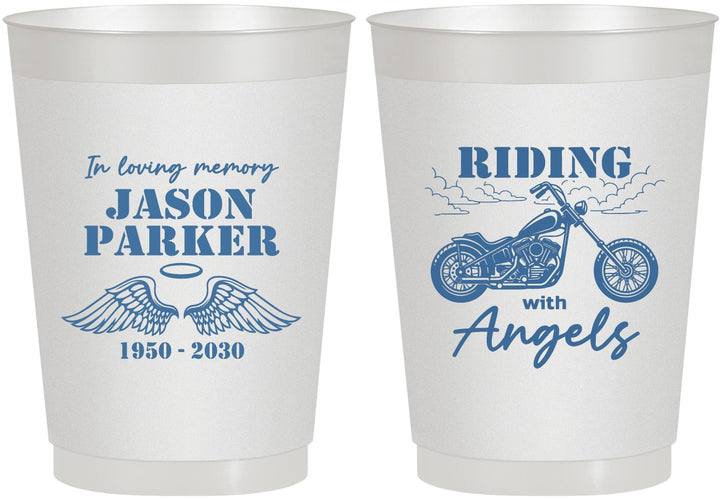 Personalized Memorial 10 oz Frosted Cups - Riding With Angels | 310018