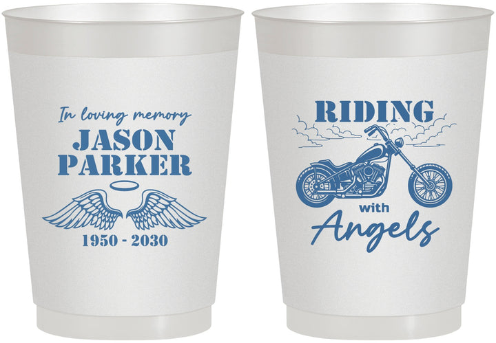 Personalized Memorial 10 oz Frosted Cups - Riding With Angels | 310018