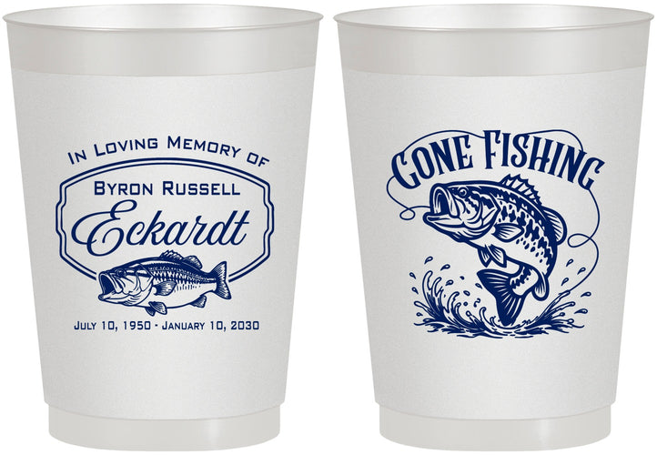 Personalized Memorial 10 oz Frosted Cups - Gone Fishing | 310022