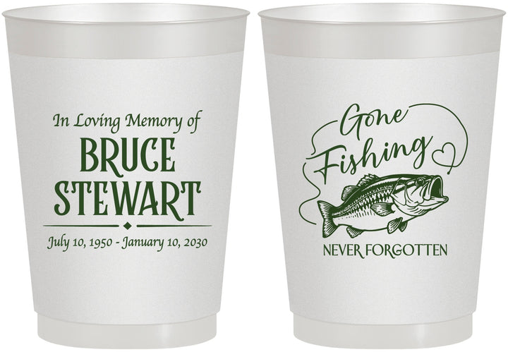 Personalized Memorial 10 oz Frosted Cups - Gone Fishing | 310023