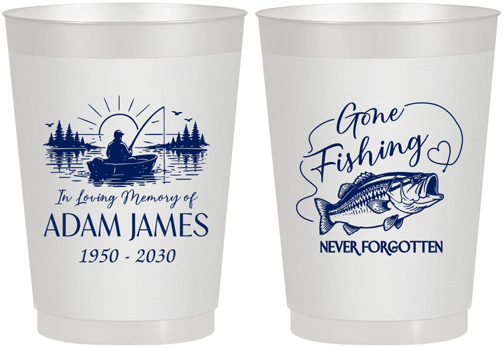Personalized Memorial 10 oz Frosted Cups - Gone Fishing | 310024
