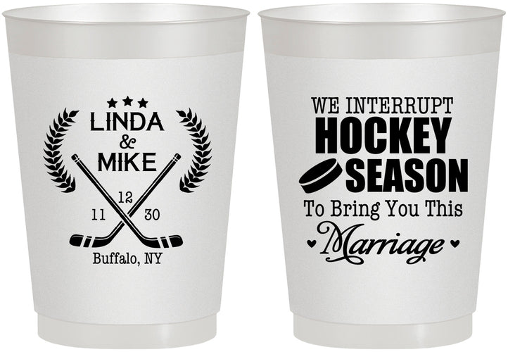 Personalized Wedding 10 oz Frosted Cups - We Interrupt Hockey | 312