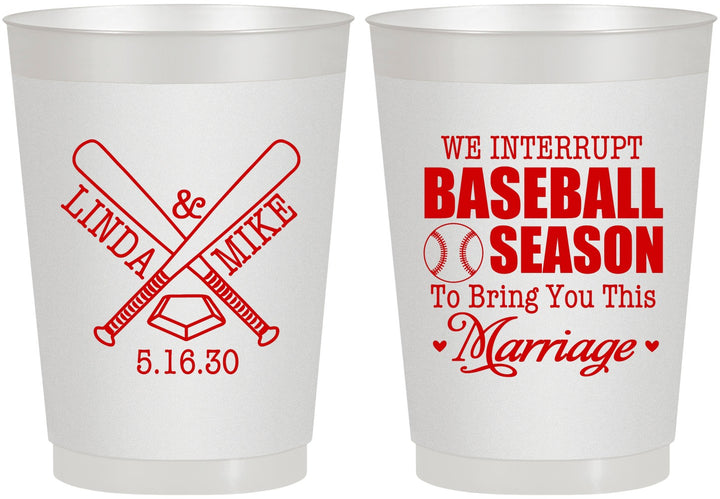 Personalized Wedding 10 oz Frosted Cups - We Interrupt Baseball | 313