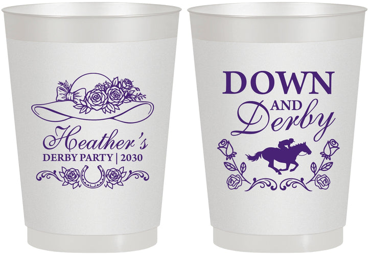 Personalized Derby Day 10 oz Frosted Cups - Down And Derby | 320001