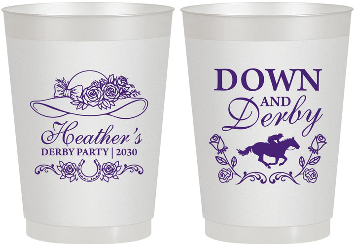Personalized Derby Day 10 oz Frosted Cups - Down And Derby | 320001
