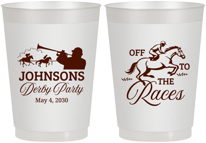 Personalized Derby Day 10 oz Frosted Cups - Off To The Races | 320002