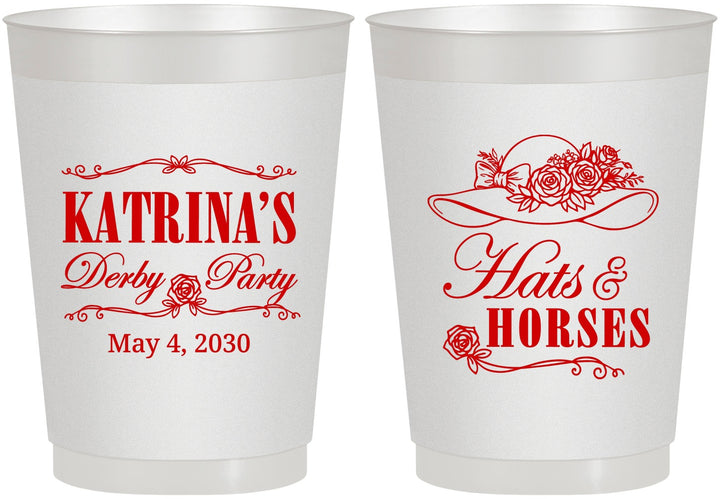 Personalized Derby Day 10 oz Frosted Cups - Hats And Horses | 320005