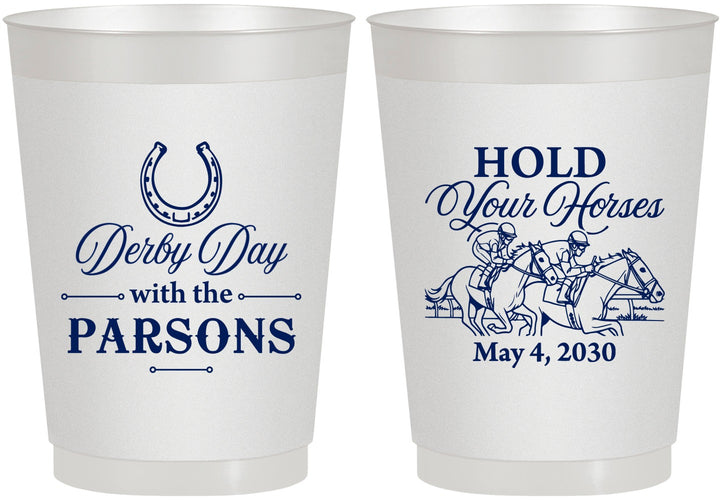Personalized Derby Day 10 oz Frosted Cups - Hold Your Horses | 320008