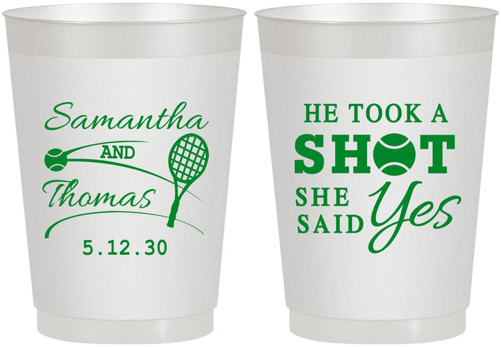 Personalized Wedding 10 oz Frosted Cups - Took A Shot Tennis | 321