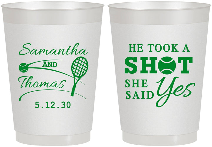 Personalized Wedding 10 oz Frosted Cups - Took A Shot Tennis | 321