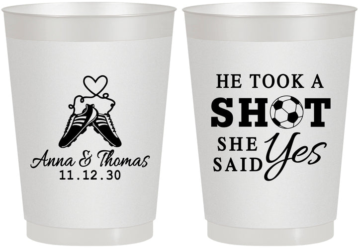 Personalized Wedding 10 oz Frosted Cups - Took A Shot Soccer | 322