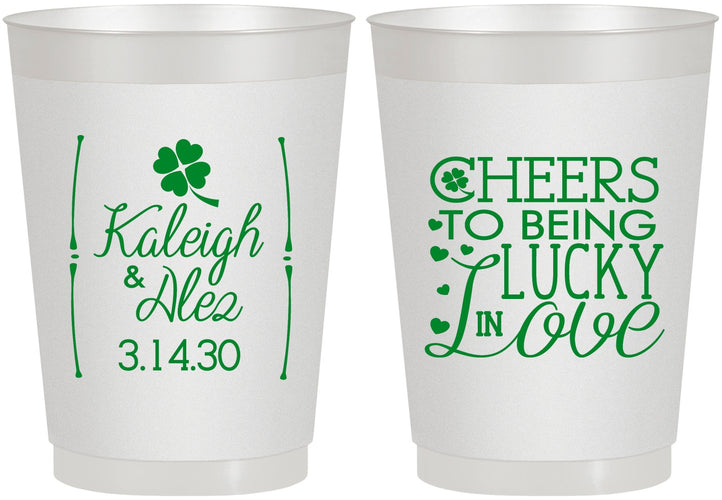 Personalized Wedding 10 oz Frosted Cups - Lucky In Love | 328