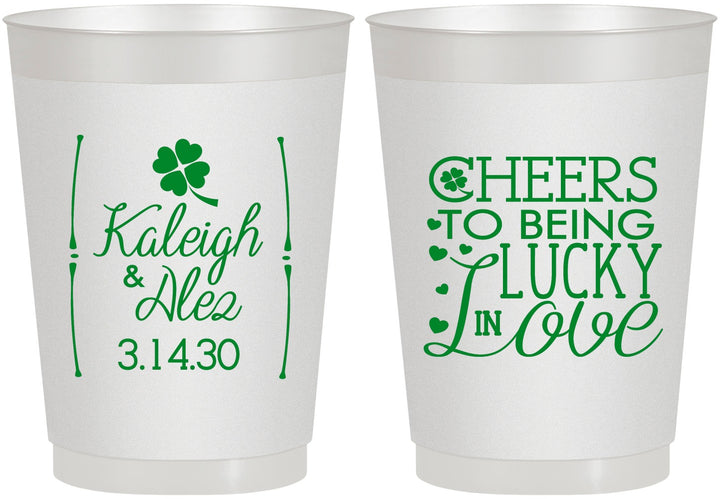 Personalized Wedding 10 oz Frosted Cups - Lucky In Love | 328