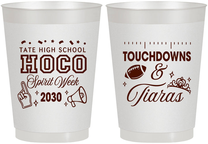 Personalized Homecoming 10 oz Frosted Cups - Touchdowns And Tiaras | 330010