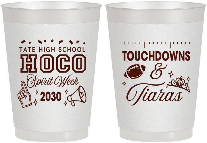 Personalized Homecoming 10 oz Frosted Cups - Touchdowns And Tiaras | 330010