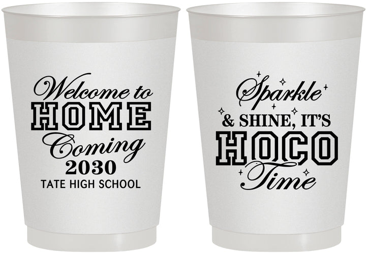 Personalized Homecoming 10 oz Frosted Cups - Sparkle Shine Hoco Time | 330017