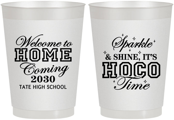 Personalized Homecoming 10 oz Frosted Cups - Sparkle Shine Hoco Time | 330017