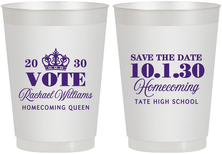 Personalized Homecoming 10 oz Frosted Cups - Hoco Queen Vote | 330020