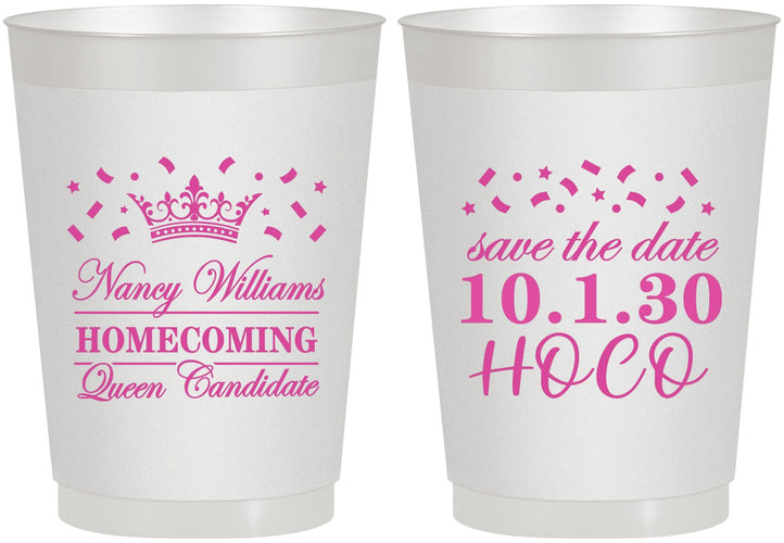 Personalized Homecoming 10 oz Frosted Cups - Hoco Queen Vote | 330024