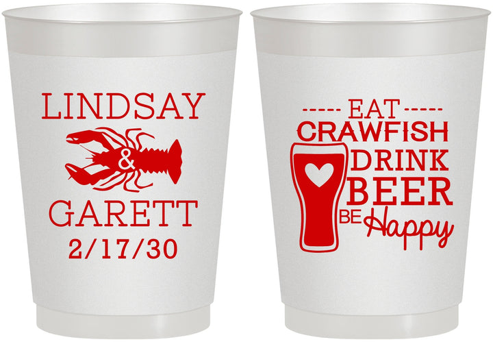 Personalized Wedding 10 oz Frosted Cups - Crawfish Boil | 333